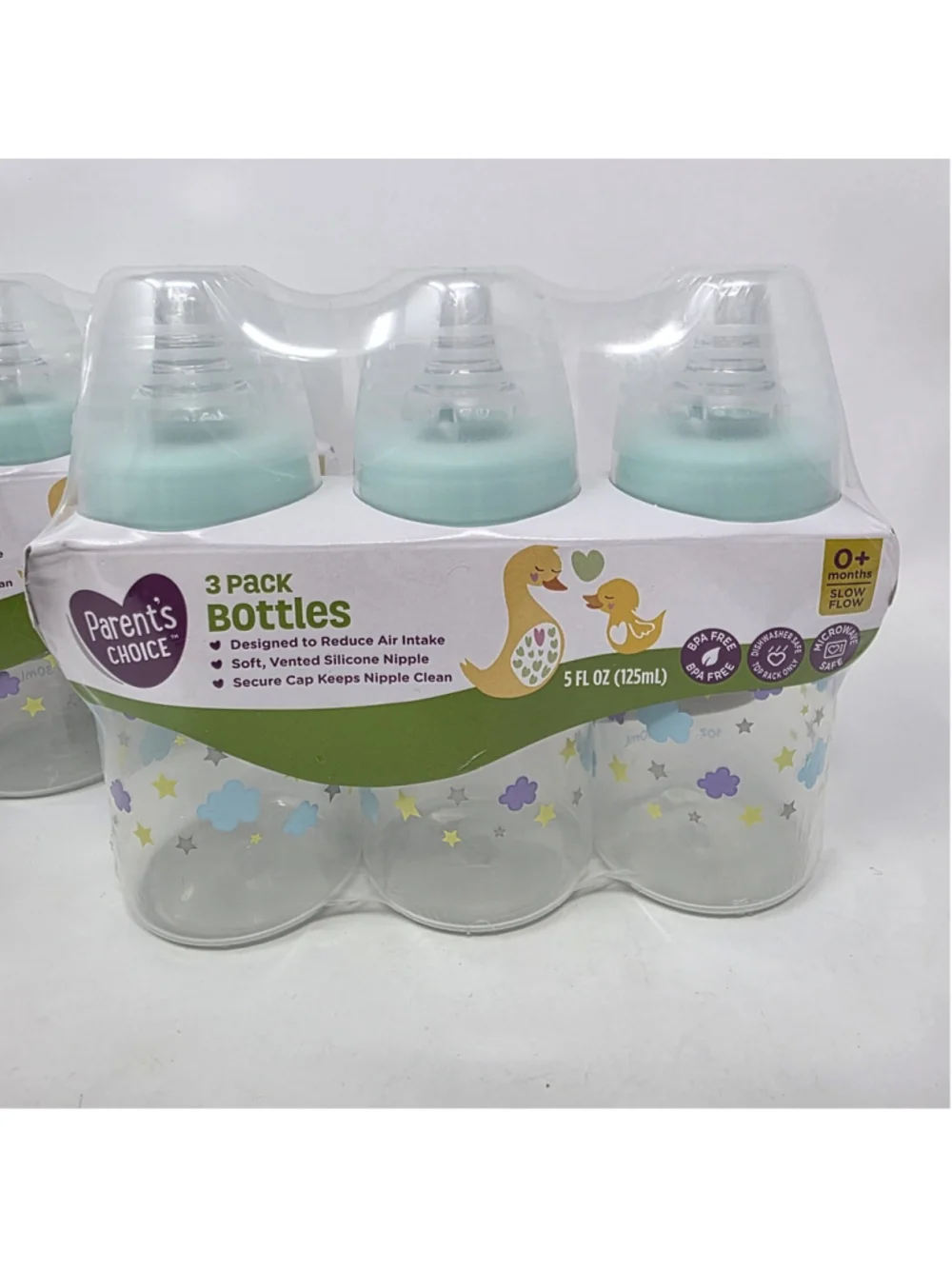 Parents Choice 2x 3 Pack Baby Bottles 5 Oz-New 0+ Slow Flow Newborn